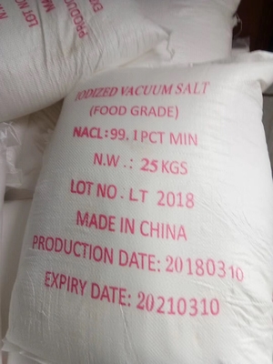 Κίνα Ιωδιωμένο καθαρισμένο αλάτι, χλωριούχο νάτριο 99,1% ελάχιστα 25kg 50kg βαθμού τροφίμων/τσάντα προμηθευτής